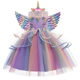Baby Girls Unicorn Tutu Dress Pastel Rainbow Princess Girls Birthday Party-TB00830-Veeddydropshipping